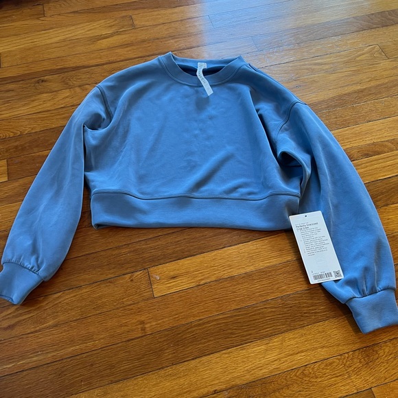 lululemon athletica Tops - NWT lululemon blue perfectly oversized crop crew Long sleeve sweatshirt size 2